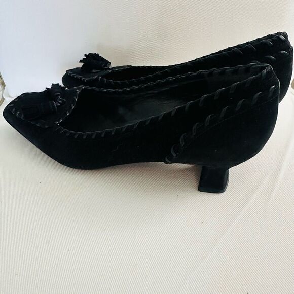 Stuart Weitzman Barclo black, suede loafers. - Picture 7 of 8